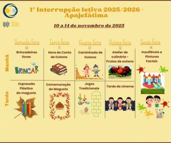 1ª Interrupção Letiva 2025/2026- 10 a 14 de novembro de 2025