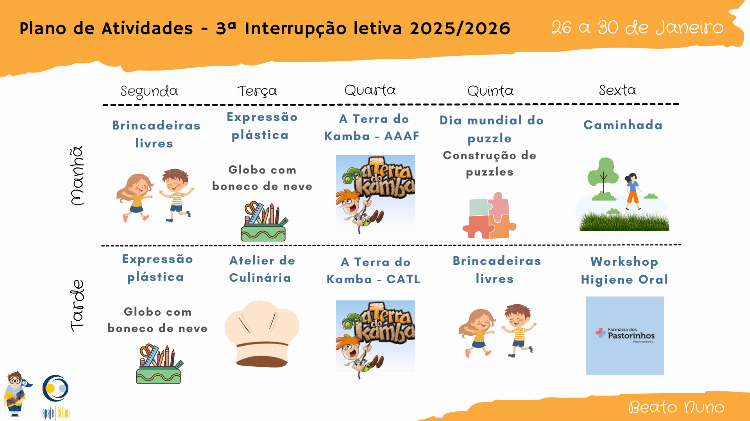 3ª Interrupção Letiva 2025/2026 - 26 a 30 de janeiro de 2026  - Apajefátima