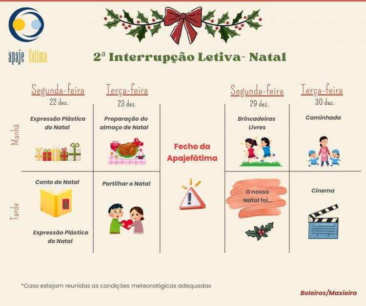 2ª Interrupção Letiva 2025/2026- Natal  - Apajefátima