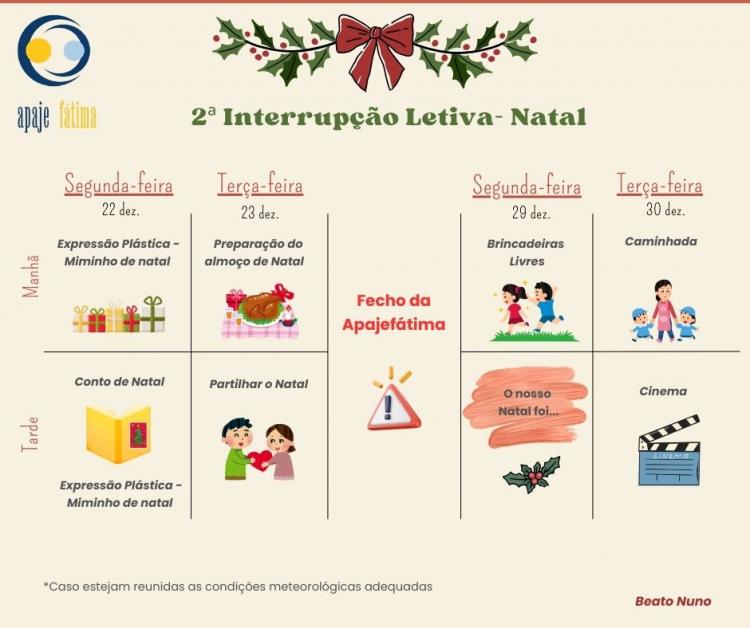 2ª Interrupção Letiva 2025/2026- Natal  - Apajefátima